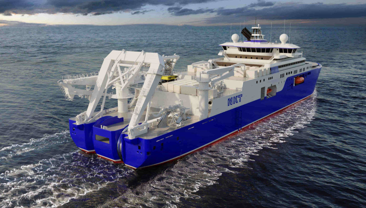 Além de investir na fábrica de cabos de energia, a NKT possui um projeto de navio com capacidade recorde de lançamento de cabos.