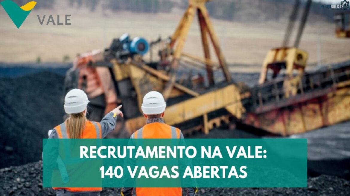 Mineradora Vale abre processo seletivo para mais de 140 novos candidatos de nível médio, técnico e superior para ocupar vagas de emprego em suas unidades ao redor do Brasil