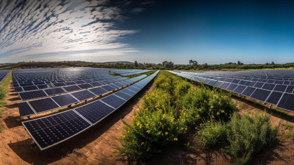 A usina foi instalada em uma vasta área de 107 mil hectares e é equipada com 112.080 módulos fotovoltaicos.