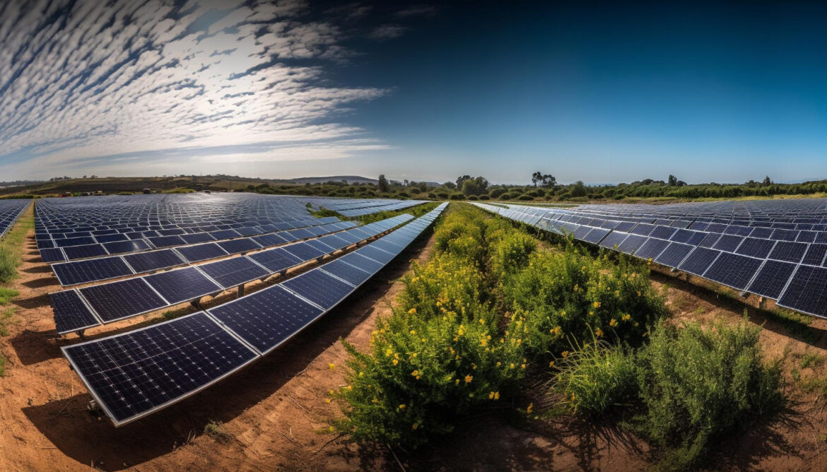 A usina foi instalada em uma vasta área de 107 mil hectares e é equipada com 112.080 módulos fotovoltaicos.