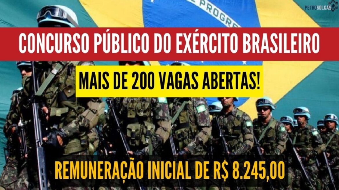 Exército Brasileiro abre inscrições para concurso público destinado a preencher 210 vagas