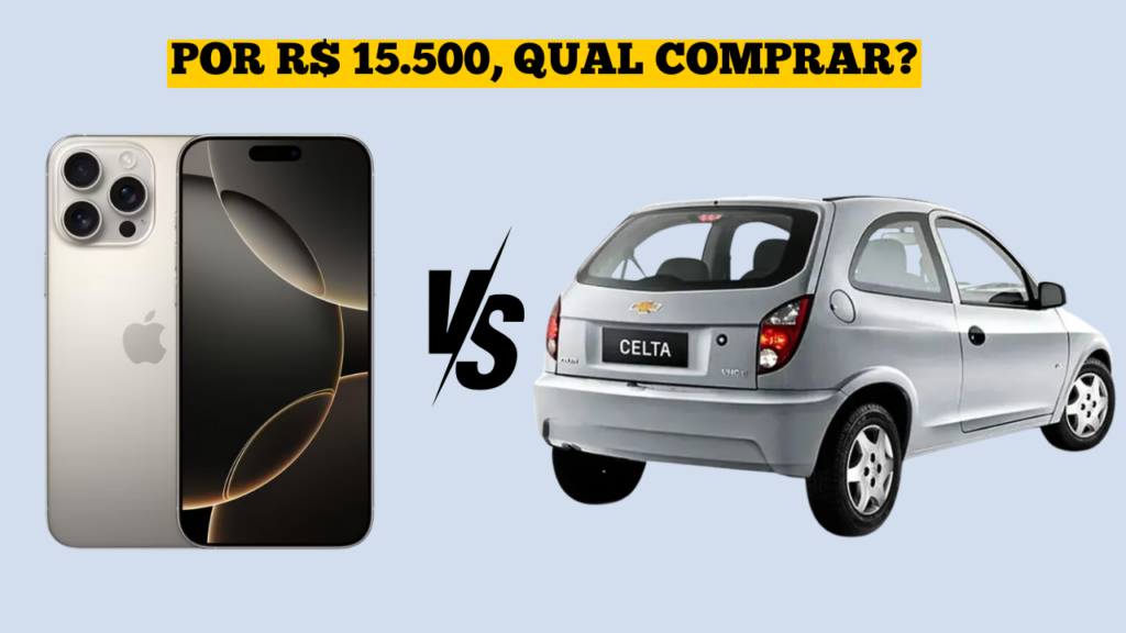Descubra 6 carros usados mais baratos no Brasil que custam menos que o novo iPhone 16 Pro Max, com preços que chegam a até R$ 15.499.