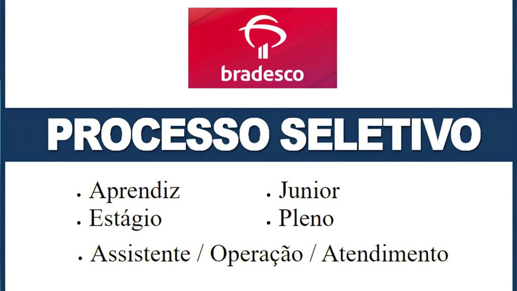 Bradesco oferece novas vagas sem processo seletivo! São mais de 300 vagas de emprego home office e presenciais